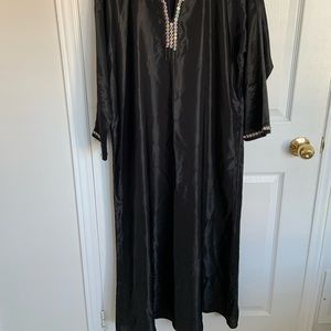 No Brand, Black Satin Maxi Dress with Jewels, Size: Small